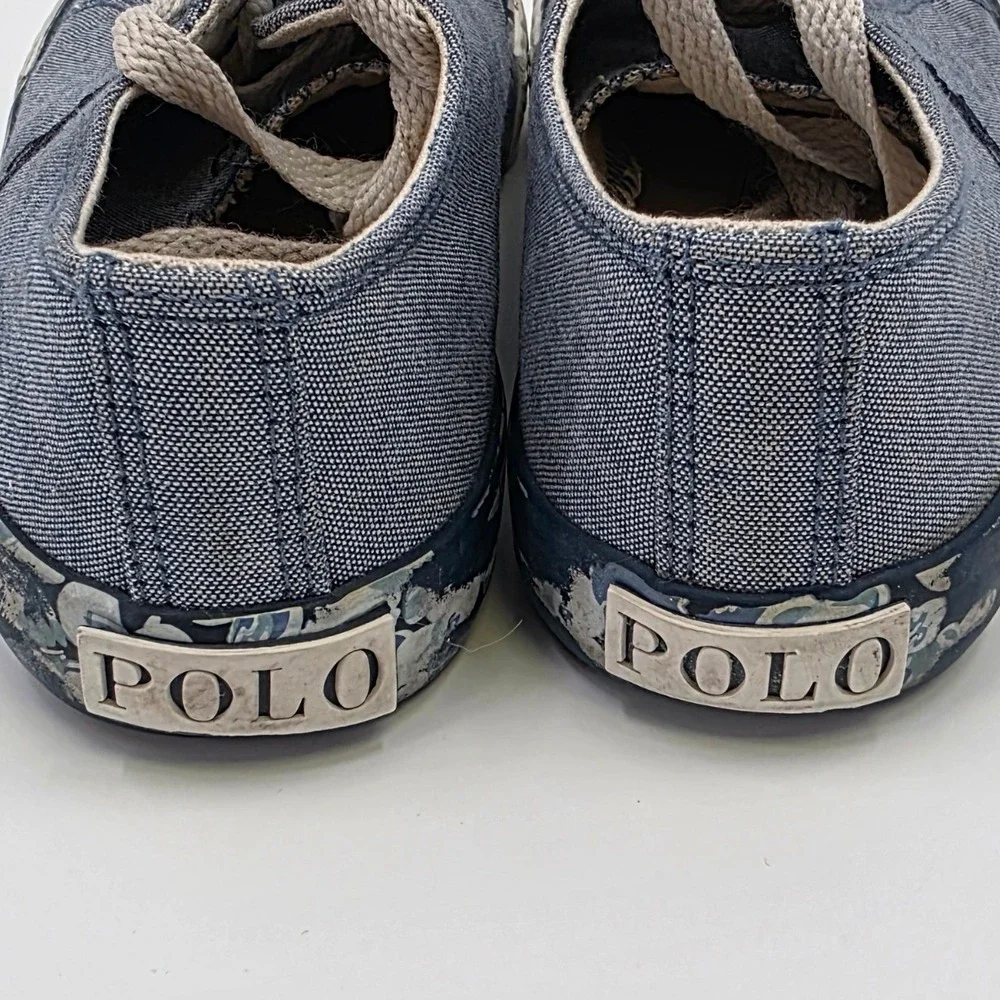 POLO RALPH LAUREN SLONE SNEAKERS GIRLS SIZE 13 CANVAS BLUE FLORAL LOW PONY KIDS